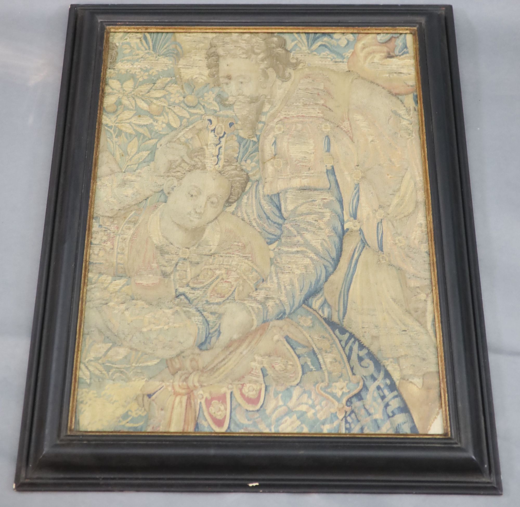 A 17th century Brussels tapestry fragment, 26 x 19.25in.